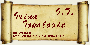 Irina Topolović vizit kartica